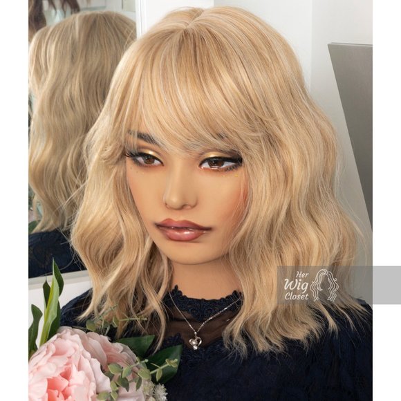 Golden Blonde Wavy Wig with Bangs | Gwen - Picture 7 of 9